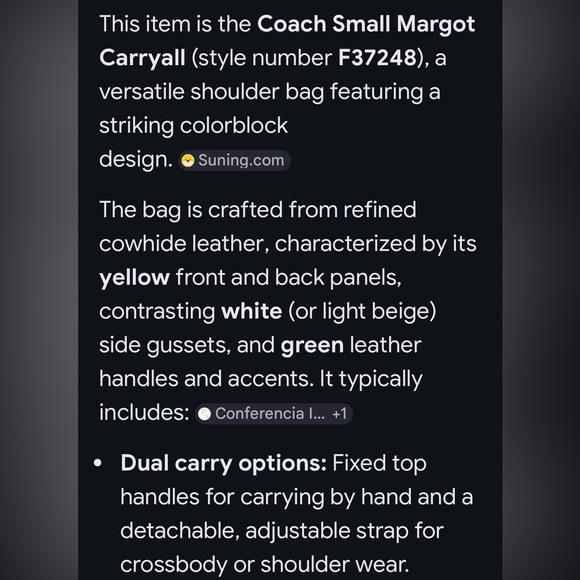 Vintage Coach Small Margot Carryall Yellow Leather Tote with Green Handles - Picture 15 of 16